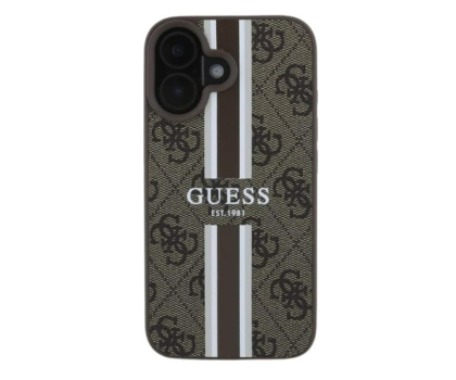 Etui / obudowa na smartfona Guess 4G Printed Stripes do iPhone 16 Pro Max brązowy